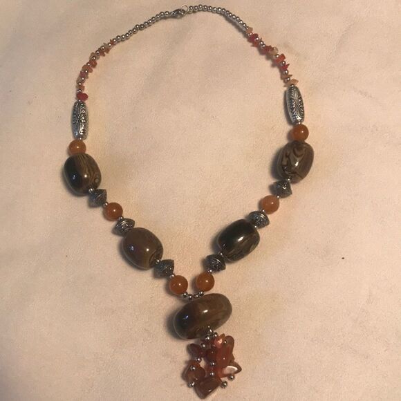 Marbleized  Big Bead Necklace!! - Picture 4 of 7